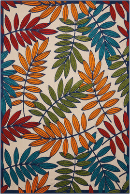 4’x 6’ Multicolored Leaves Indoor Outdoor Area Rug