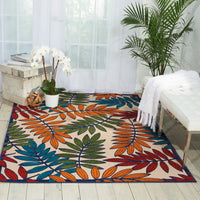 4’x 6’ Multicolored Leaves Indoor Outdoor Area Rug