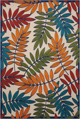 5’x 8’ Multicolored Leaves Indoor Outdoor Area Rug