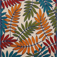 6’x 9’ Multicolored Leaves Indoor Outdoor Area Rug