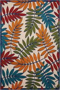 6’x 9’ Multicolored Leaves Indoor Outdoor Area Rug