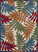 8’x 11’ Multicolored Leaves Indoor Outdoor Area Rug