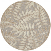 5’ Round Natural Leaves Indoor Outdoor Area Rug