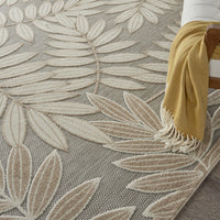 7’ x 10’ Natural Leaves Indoor Outdoor Area Rug