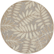 8’ Round Natural Leaves Indoor Outdoor Area Rug