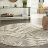 8’ Round Natural Leaves Indoor Outdoor Area Rug