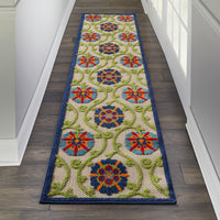 2’ x 12’ Blue Vines Indoor Outdoor Runner Rug