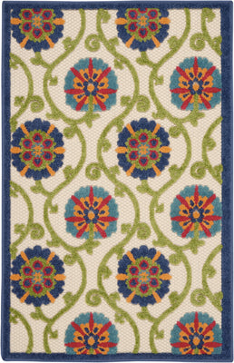 3’ x 4’ Blue Floral Vines Indoor Outdoor Area Rug