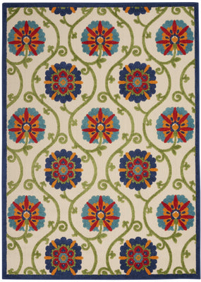 4’ x 6’ Blue Floral Vines Indoor Outdoor Area Rug