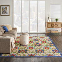 8’ x 11’ Blue Vines Indoor Outdoor Area Rug