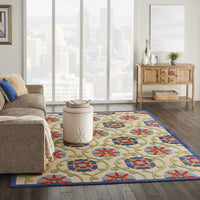 8’ x 11’ Blue Vines Indoor Outdoor Area Rug