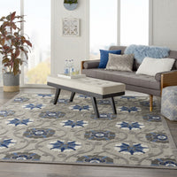 8’ x 11’ Gray and Blue Indoor Outdoor Area Rug