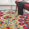 4’ Round Red and Multicolor Indoor Outdoor Area Rug