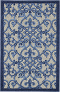 3’ x 4’ Gray and Blue Indoor Outdoor Area Rug