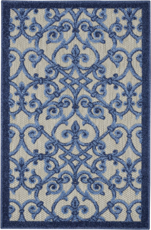 3’ x 4’ Gray and Blue Indoor Outdoor Area Rug