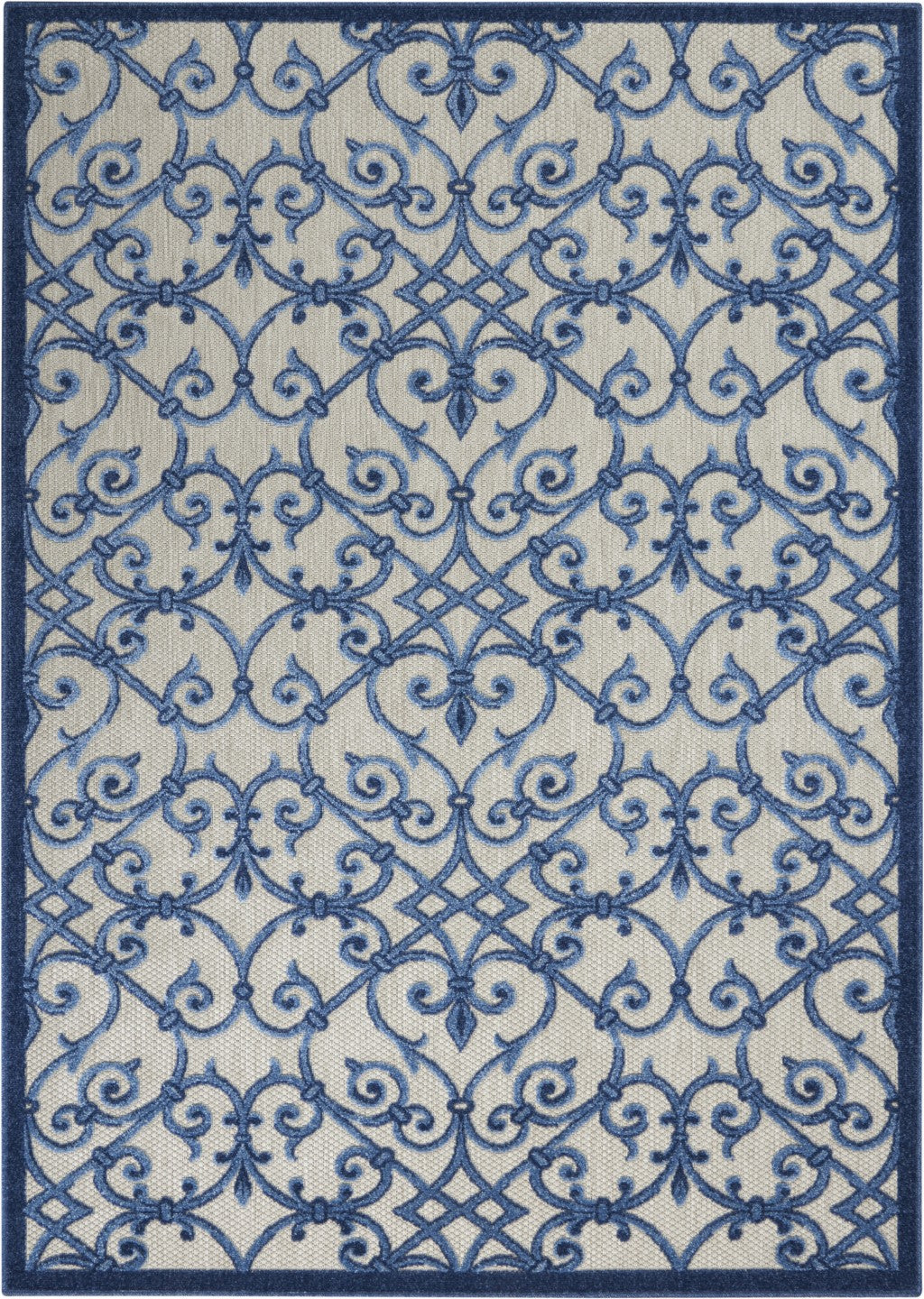 4’ x 6’ Gray and Blue Indoor Outdoor Area Rug