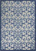 5’ x 8’ Gray and Blue Indoor Outdoor Area Rug