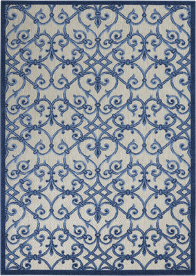 5’ x 8’ Gray and Blue Indoor Outdoor Area Rug