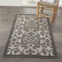 3’ x 4’ Gray and Charcoal Indoor Outdoor Area Rug