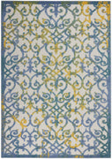 6’ x 9’ Ivory and Blue Indoor Outdoor Area Rug