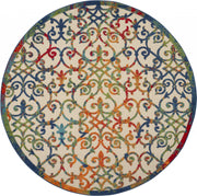 8’ Round Rainbow Colored Indoor Outdoor Area Rug