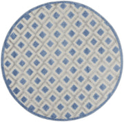 4’ Round Blue and Gray Indoor Outdoor Area Rug