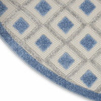 4’ Round Blue and Gray Indoor Outdoor Area Rug