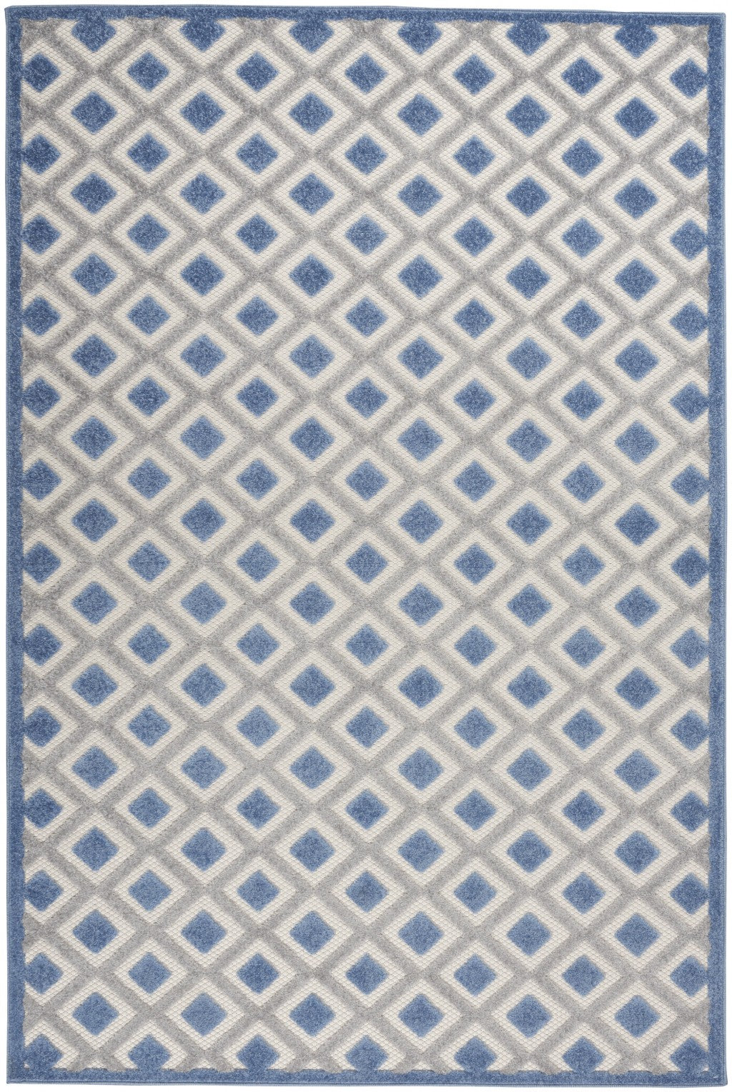 5’ x 8’ Blue and Gray Indoor Outdoor Area Rug