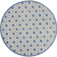 5’ Round Blue and Gray Indoor Outdoor Area Rug