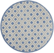 5’ Round Blue and Gray Indoor Outdoor Area Rug