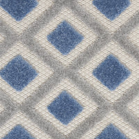 5’ Round Blue and Gray Indoor Outdoor Area Rug