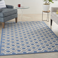 6’ x 9’ Blue and Gray Indoor Outdoor Area Rug