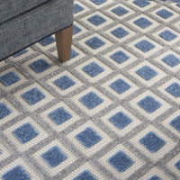 6’ x 9’ Blue and Gray Indoor Outdoor Area Rug