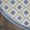8’ Round Blue and Gray Indoor Outdoor Area Rug