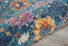 2’ x 10’ Denim Blue Florals Distressed Runner Rug