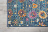 2’ x 10’ Denim Blue Florals Distressed Runner Rug