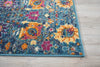 2’ x 3’ Denim Blue Florals Distressed Scatter Rug