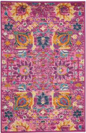 2’ x 3’ Fuchsia and Orange Distressed Scatter Rug