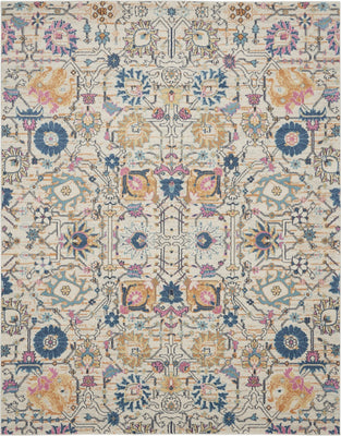 7’ x 10’ Ivory and Multicolor Floral Buds Area Rug