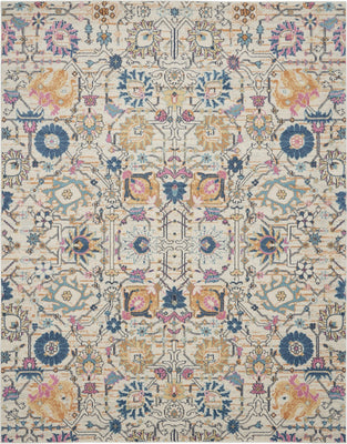 8’ x 10’ Ivory and Multicolor Floral Buds Area Rug