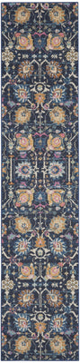 2’ x 10’ Navy Blue Floral Buds Runner Rug