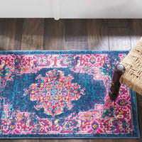 2’ x 3’ Blue and Pink Medallion Scatter Rug