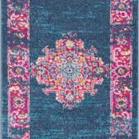 2’ x 8’ Blue and Pink Medallion Runner Rug