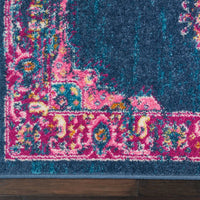 2’ x 8’ Blue and Pink Medallion Runner Rug