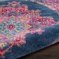 5’ Round Blue and Pink Medallion Area Rug
