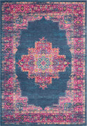 7’ x 10’ Blue and Pink Medallion Area Rug