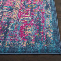 7’ x 10’ Blue and Pink Medallion Area Rug