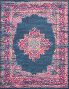 8’ x 10’ Blue and Pink Medallion Area Rug