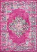 4’ x 6’ Fuchsia and Blue Distressed Area Rug