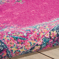 4’ x 6’ Fuchsia and Blue Distressed Area Rug